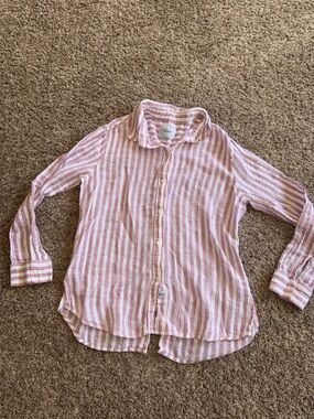 Rails Sydney Ivory Rosegold linen blend button down size small